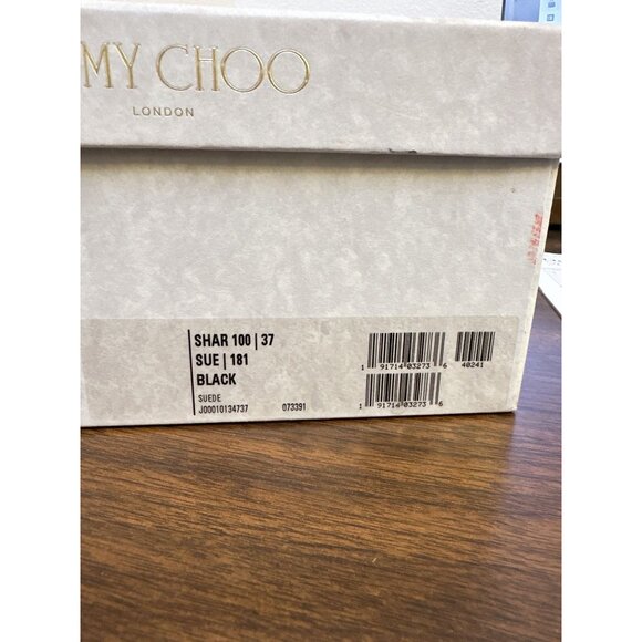 Jimmy Choo Black Suede Peep-Toe Slingback Heels - Picture 12 of 12